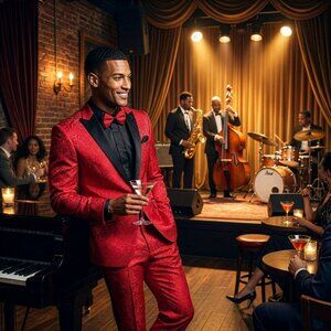 New 2026 Mens 2pc Floral Paisley Red Suit Set, Skinny Fit